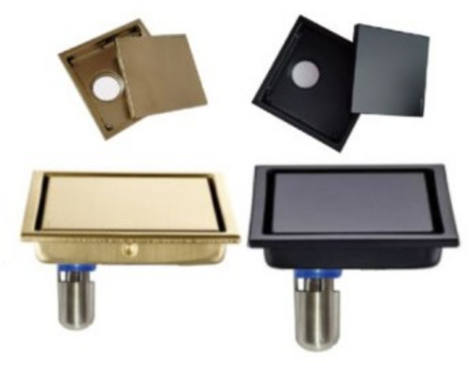 GONGSIN 편심유가 블랙 골드 150X150 스텐레스 스틸 냄새방지 유가 육가 욕실 인테리어, 추방식, 1개