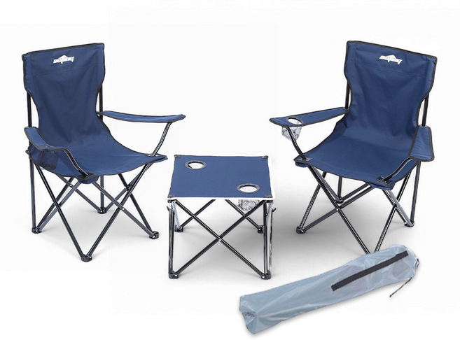연필트리 이지 접이식 체어 아웃도어 캠핑의자 체어, 1개, 이지 체어 2개+테이블(네이비)