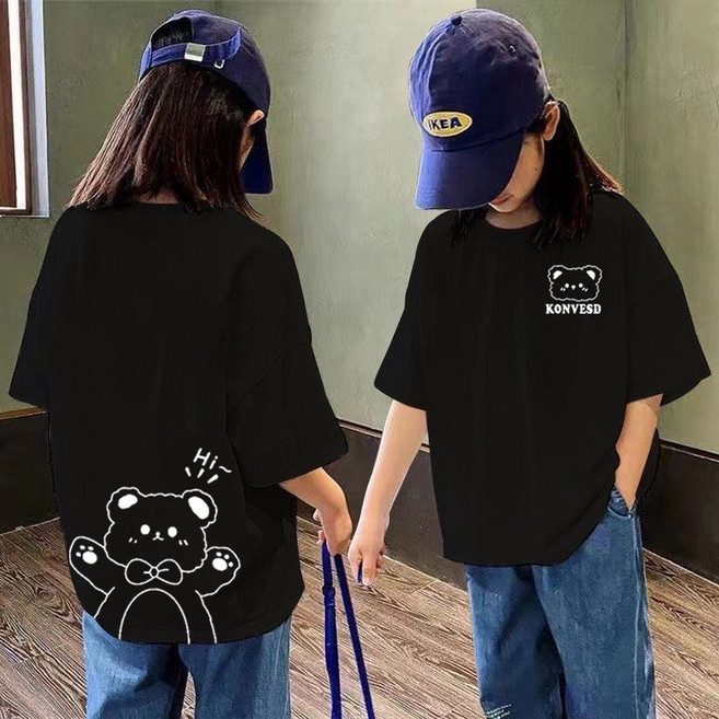 월드소년 초등생 여아 순면 반팔티셔츠