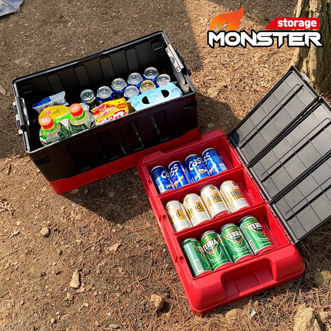 엑스핏 몬스터 XL 접이식 캠핑박스 블랙 폴딩 2중, 몬스터 캠핑박스 레드 L