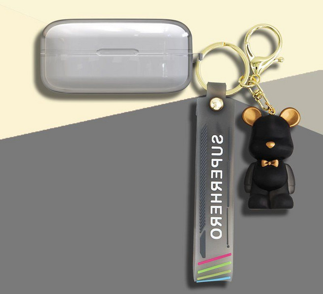 뱅앤올룹슨 베오플레이 EX 투명 케이스 키링 스트랩, B   O Beoplay 11, 투명한 쉘 + 앰버 베어, 1개