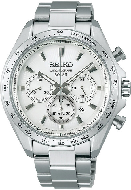 SEIKO 精工 男士搭載太陽能計時碼錶不鏽鋼金屬手錶 SBPY179