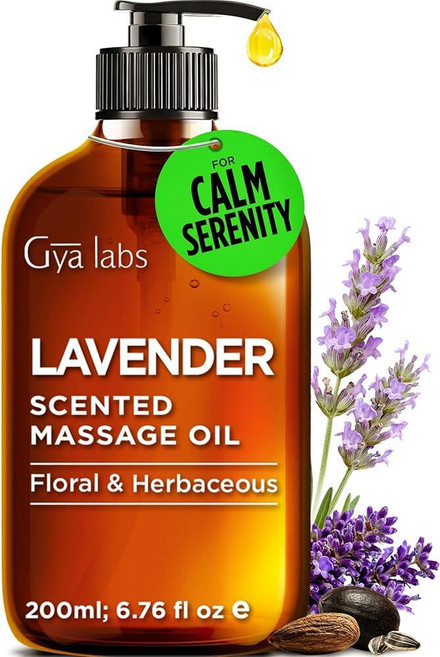 Gya Labs 로즈 마사지 오일 - 200ml(6.76온스) 고급스러운 느낌으로 깊은 휴식을 제공하고 피부에 수분 공급 제공 정통 오토로 제작 기름지지 않은 포뮬러 GM, Lavender