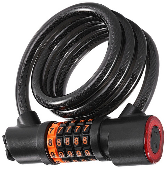 시그니처베이지 자전거 킥보드 번호키 후미등 LED 후레쉬 자물쇠 YPZ104, 1개, 블랙