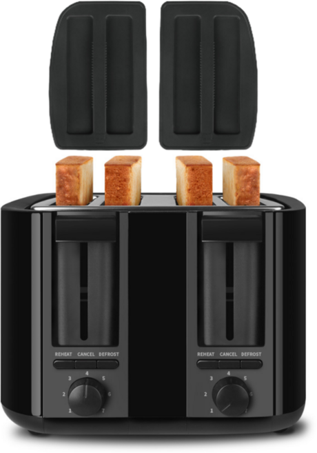 뚜껑있는 Renew 듀얼 4구 7단계 식빵 토스트기 토스터, 블랙 토스터 검정캡