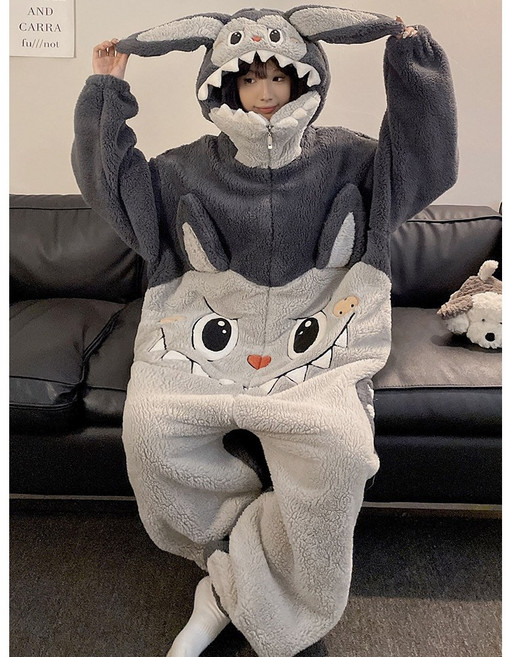 OST-32 귀여운 팬다 극세사 캐릭터수면 가운 잠옷 파자마