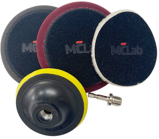 엠씨랩 자동차 차량용 무선 폴리싱 폴리셔 전동 드릴 광택 광택기 양모 패드, 4인치 패드 풀세트, 엠씨랩 광택패드