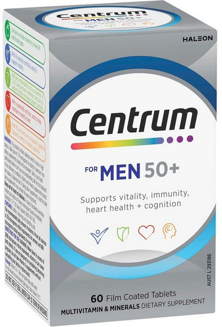 호주 센트륨 Centrum For Men 50+ Multivitamin 포 맨 50+ 멀티비타민 with 비타민 & 미네랄, 60정, 4개