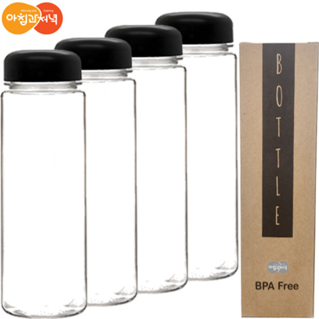 아침과저녁 국내산 마이보틀 트라이탄 500ml 4개, 블랙