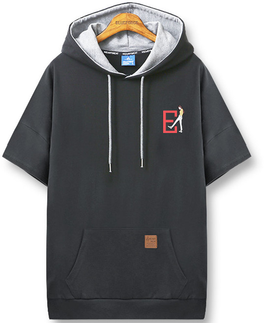 블루포스 엘드언 반팔 후드티 오버핏 티셔츠 [국내생산] 남자 남성 빅사이즈 반팔티 단체티 여름 커플티 츄리닝