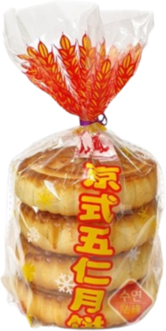 미소차이나 경식오인월병 북경식 전통 중국과자 고소한 풍맥, 3개, 450g