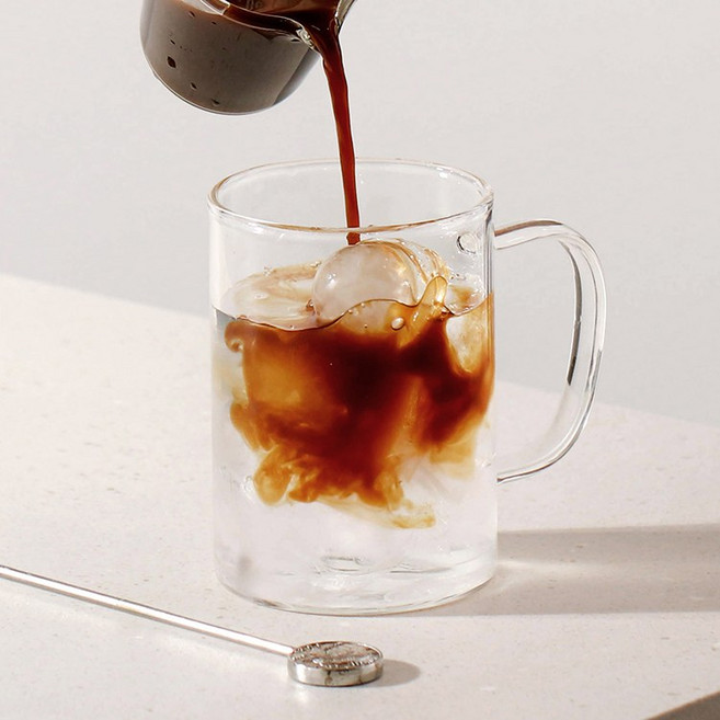 1+1 손잡이 물잔 아이스커피 홈카페 내열유리컵, 소(300ml)