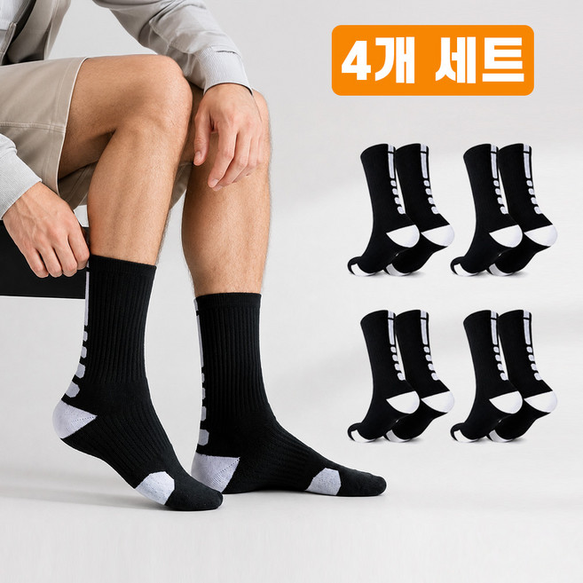 다마브로 작업용 양말 남성 등산양말, 4개, 블랙