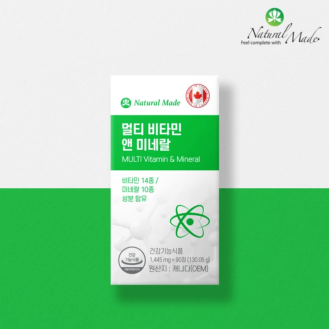 네츄럴메이드 [비타민14종+미네랄10종] 캐나다 네츄럴메이드 멀티비타민 앤 미네랄 6개월분(2병), 180정, 2박스 - 쿠팡