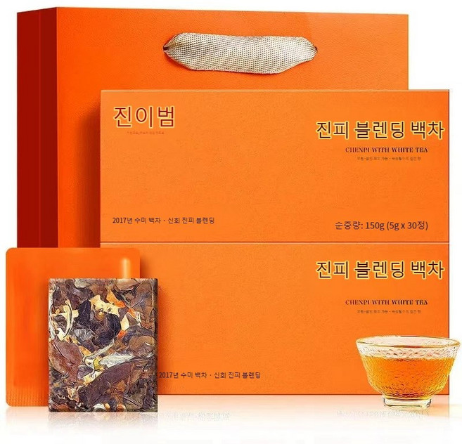귤피차 티백 건강차 선물세트 부모님 선물용 프리미엄 진피 백차 개별포장, 2박스, 60개입, 300g