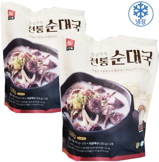 도드람 정성가득 전통 순대국 1 590g 3인분(냉장배송), 1.59kg, 2개