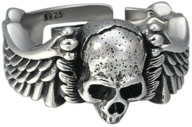 순은 실버 S925 거미 해골 스컬 빈티지 고전 앤티크 구제 크롬 반지 링