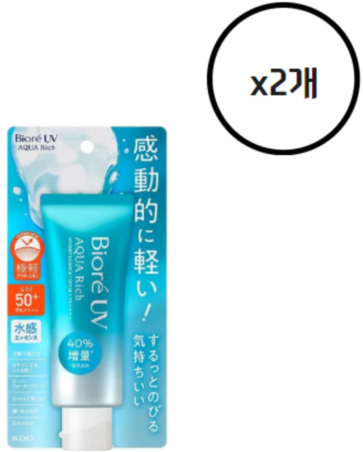 비오레 선크림 워터리젤 에센스 SPF50, 70g, 2개
