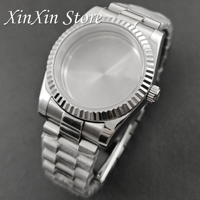 호환 S 크라운 36MM/40MM 사파이어 크리스탈 시계 케이스 NH34 NH35 NH36 NH38 NH70 4R35 ETA2824 무브먼트 모드 부품 프레지덴셜 브레이슬릿, [03] 36mm NH34 NH35 NH36, [17] Silver B2