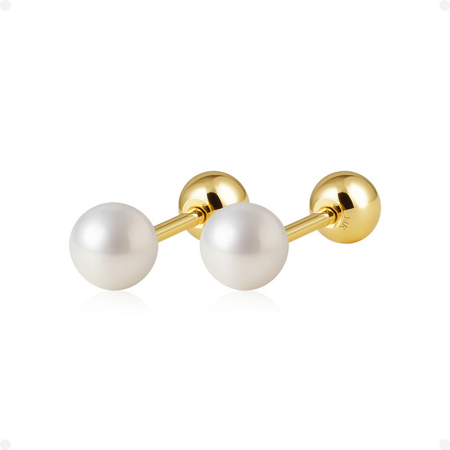 쥬넬 14K 심플 핵진주 데일리 피어싱