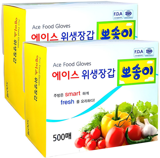 에이스 뽀송이 위생장갑, 500개입, 2개