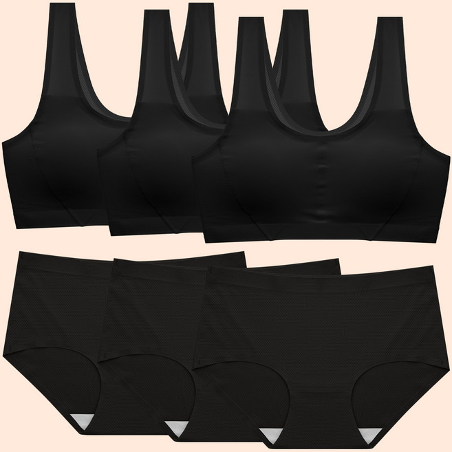 아이엠속옷 주니어 노와이어 스포츠 브라세트 3종세트 청소년 브라 팬티 세트