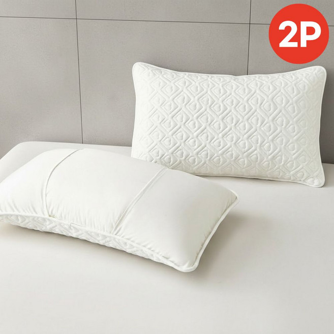 컴투더홈 하트 엠보싱 간편교체 얼룩방지 누빔 방수 베개커버 2p