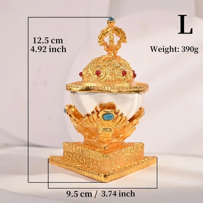 티베트 토바 제단 가디언 그릇 조각 상감 보석 합금 수공예품 불교 성수 접시 종교 품목 1 세트, 01 L