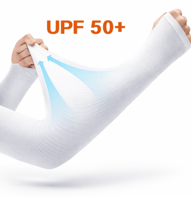 프라임 자외선차단 손등 팔목 겸용 팔토시 스포츠 운전, 2개, 딥 화이트