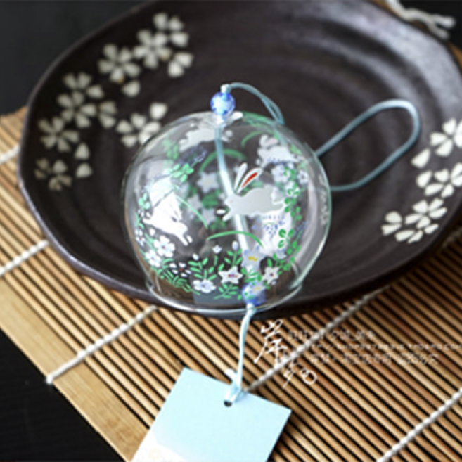 리빙릿 일본 후우링 유리 풍경종 행운 후링 에도후링, 들판의토끼