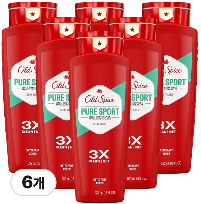 [쿠팡수입] 올드스파이스 하이 인듀어런스 퓨어 스포츠 바디 워시, 532ml, 6개 - 쿠팡