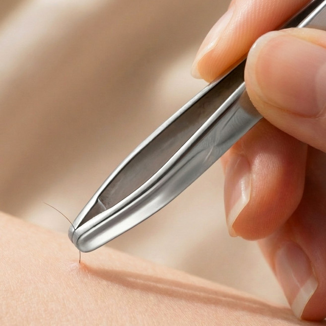 인디아드 전문가용 잘뽑히는 미세모 족집게 솜털 수염 쪽집게, 1개, 실버