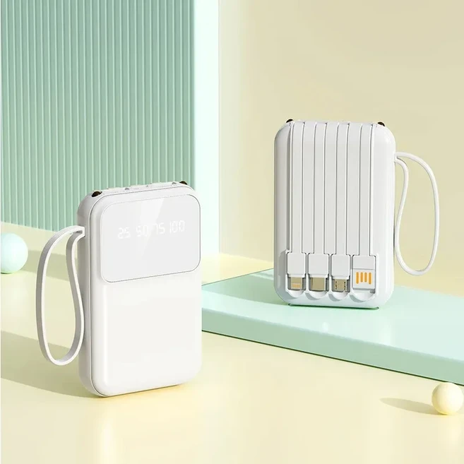 샤오미 20000mAh 휴대용 미니 파워뱅크 초고속 충전 내장 4개 케이블 디지털 디스플레이 아이폰/용, 08 white, 03 5000mAh (5000밀리암페어시)