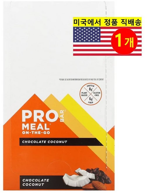 ProBar 운동 전 후 초콜릿 코코넛 프로틴 스낵 12개입 1020g 1개, 1.02kg - 쿠팡