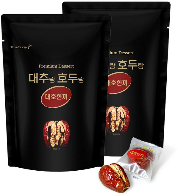 대추 호두 건강간식 아침 대용 고급 간식 대추호두말이 맛있는 호두품 단백질 영양 웰빙 대호한끼 무방부제, 180g, 2개