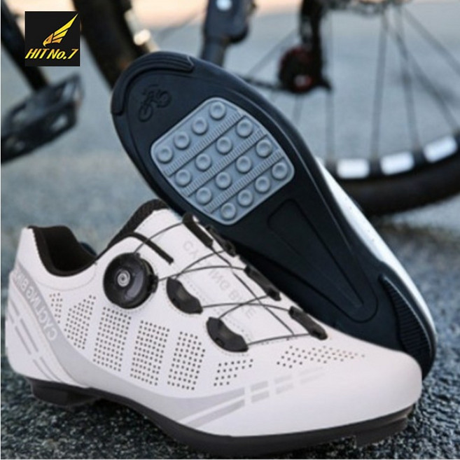 (당일배송)국내배송 HIT No.7 초경량 평페달 자전거신발 사이클 슈즈 로드 MTB S4, 평페달 화이트, 42