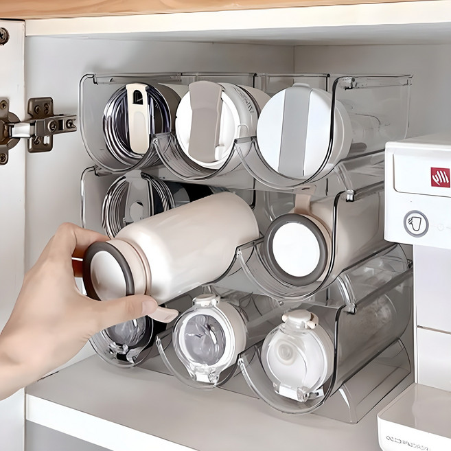1+1+1 텀블러 정리함 냉장고 정리 물병 보관함 와인 정리대, 3구(3P)