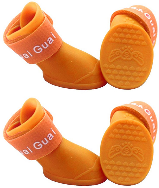 타키타키 강아지 반려동물 신발 레인부츠, 오렌지, 1개