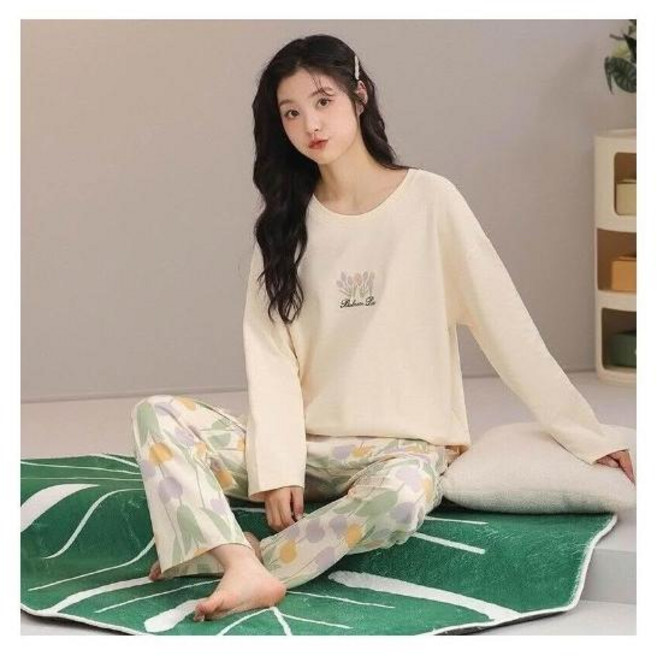春秋季純棉長袖睡衣套裝