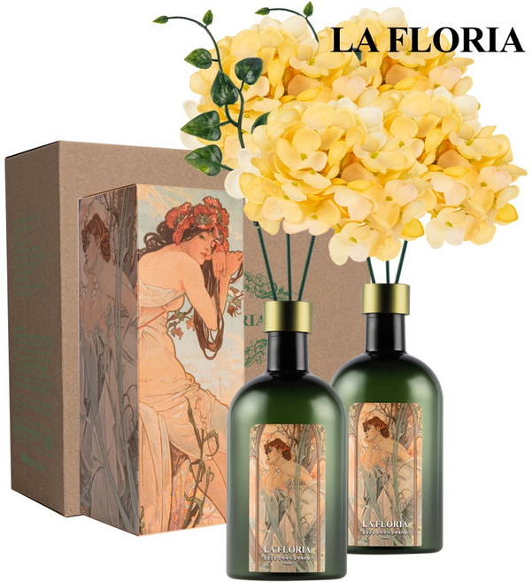 라플로리아 꽃 디퓨저, 2개, 500ml, S1.블랙체리 향/C3. 수국(중)L12/옐로우