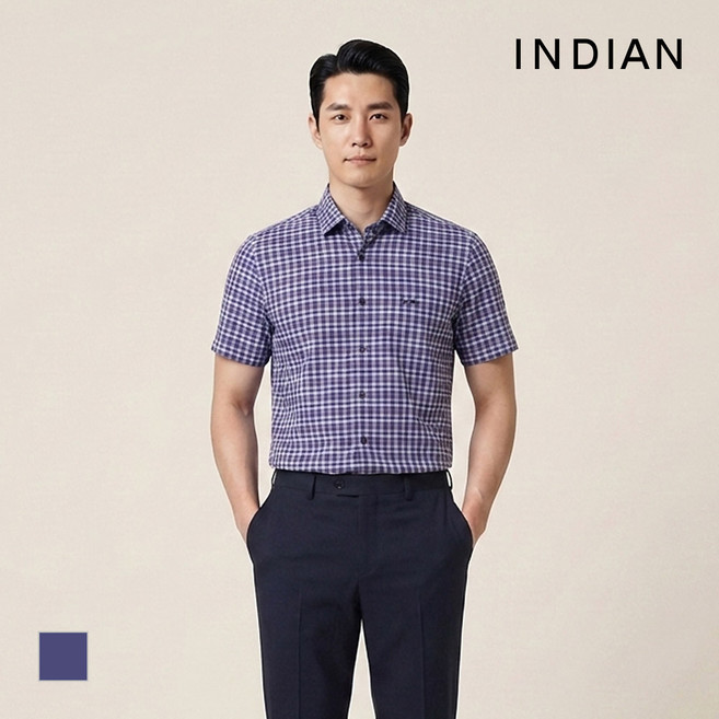 인디안 잔체크 반팔셔츠 MITNS3M3211