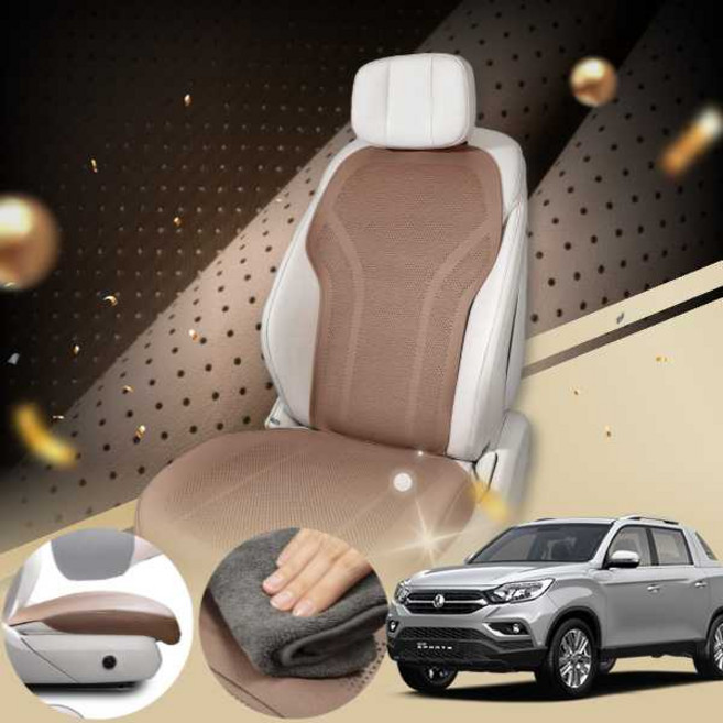 쌍용 렉스턴스포츠칸 2.2(요소수) 차량용 모템 사계절 통풍 시트 커버 풀세트 브라운 1세트