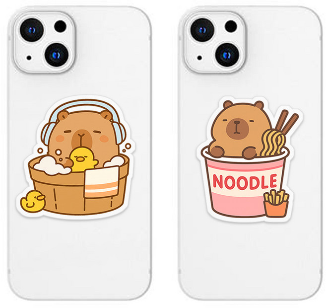 위드코코 (1+1) 귀여운 카피바라 그립 스마트 톡 핸드폰 거치대, 2개, 해피카피바라