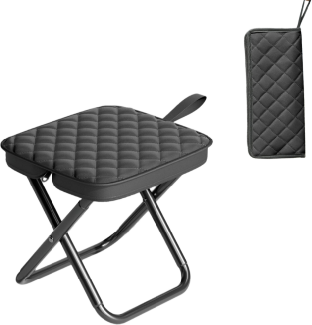 휴대용 접이식 캠핑 의자 초경량 낚시 의자 야외 미니 등받이 없는 의자 120kg 하중, 2개, 블랙