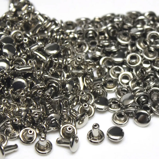 100sets 6mm 8mm 금속 더블 캡 리벳 스터드 가죽 공예 가방 벨트 의류 모자 신발 애완 동물 고리 장식 라운드, [00] 6 x 10mm