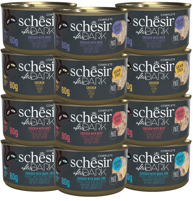 쉐지애 애프터다크 파테 주식캔 고양이 습식사료, 80g, 12개, 콤보(4종 3개씩)