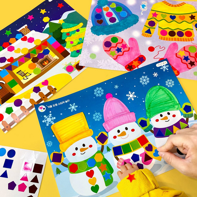 차이의 놀이 여름 도형 스티커 놀이 / 봄과 친구 도형 스티커 놀이 / 겨울 도형 스티커 놀이 (계절 테마 택1), 1세트