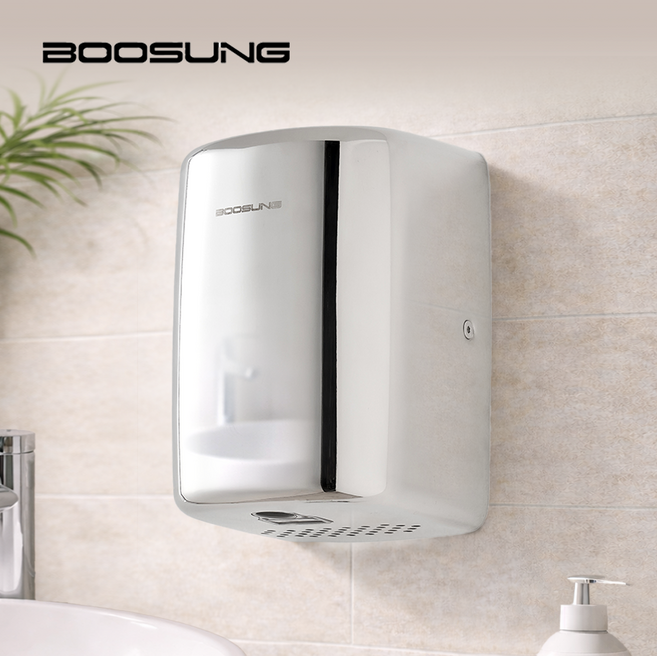 부성핫슈 자동 온풍 냉풍 자외선 살균 손건조기 풀스텐레스 강력한 핸드드라이어, 실버