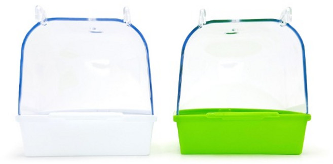 모란 앵무새 튐방지 외부 목욕통 물통 유리 빗창 욕조, 1개, 그린