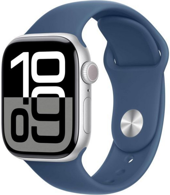 Apple Watch Series 10 [GPS 42mm] - 골드 티타늄 케이스와 링크 브레이슬릿 (리뉴얼), S/M - fits 130–180mm wrists, Silver, GPS + Cellular